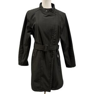 Kenneth Cole Olive Green Belted Trench Utility Coat Jacket Women XL Fall Winter